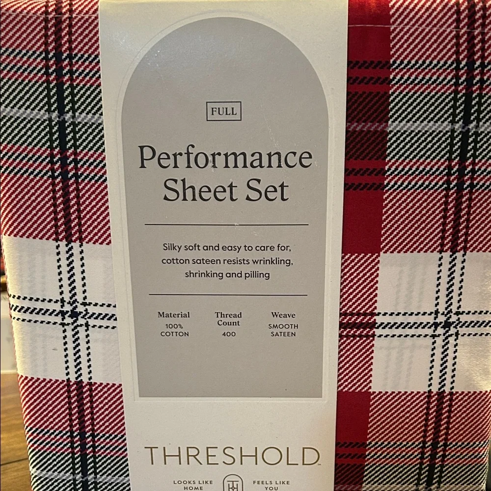 Threshold Red and White Plaid Performance Sheet Set